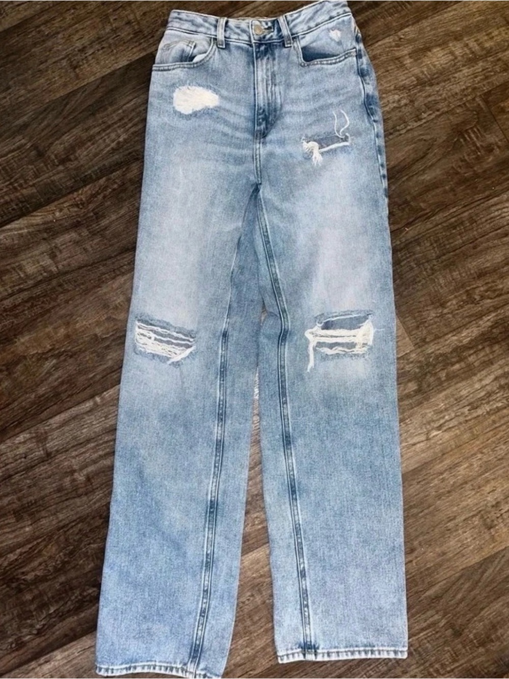 PacSun Light Blue Distressed Straight Jeans